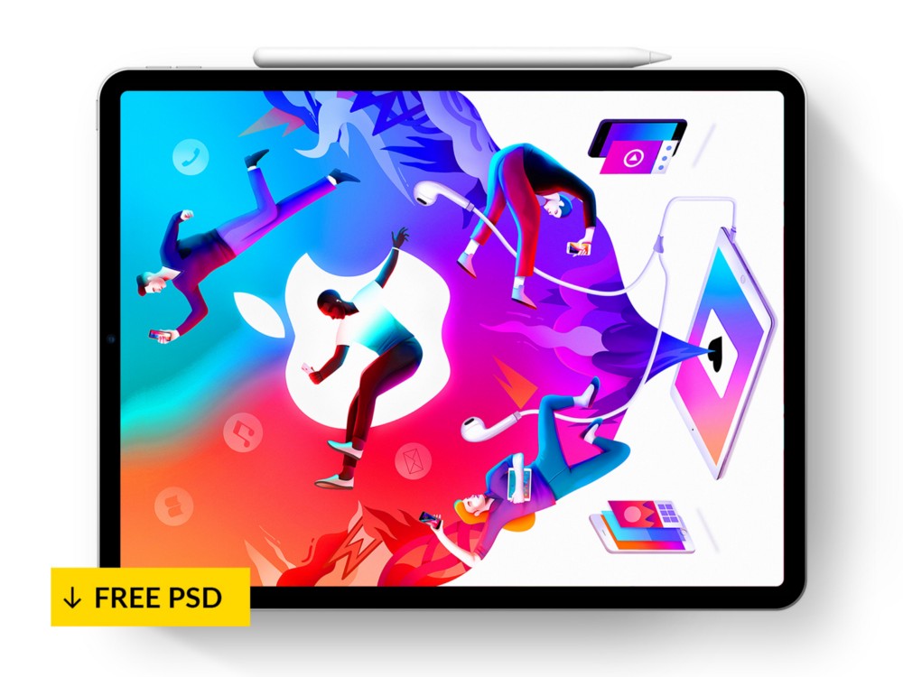 Uma excelente fonte de objetos de papelaria, camisas, . Free Ipad Pro Mockups For 2020 Psd Sketch December 2021 Ux Planet