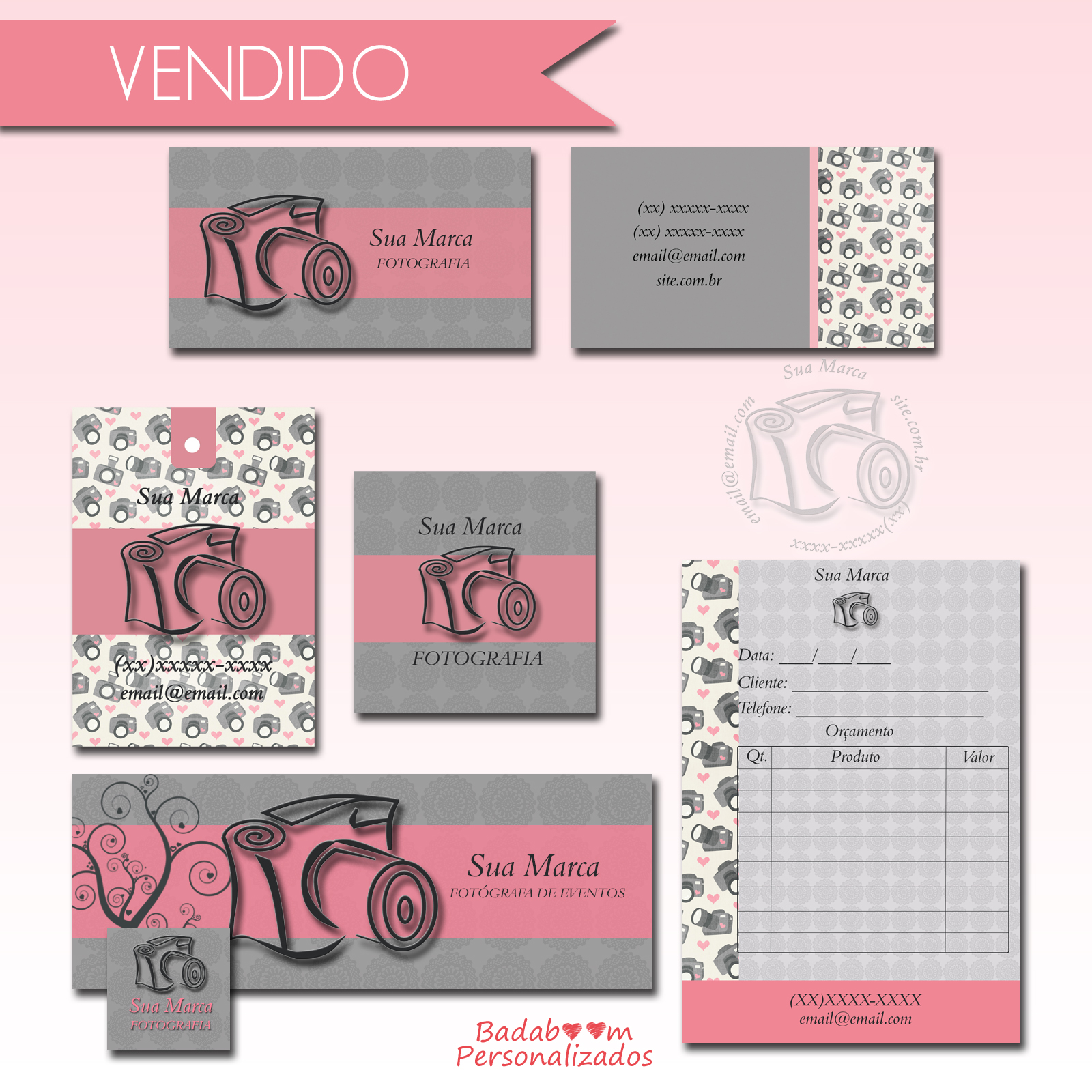 E em 2019 premiado pela brasil design award. Badaboom Design Criativo Kit Identidade Visual Fotografia Exclusivo Vendido