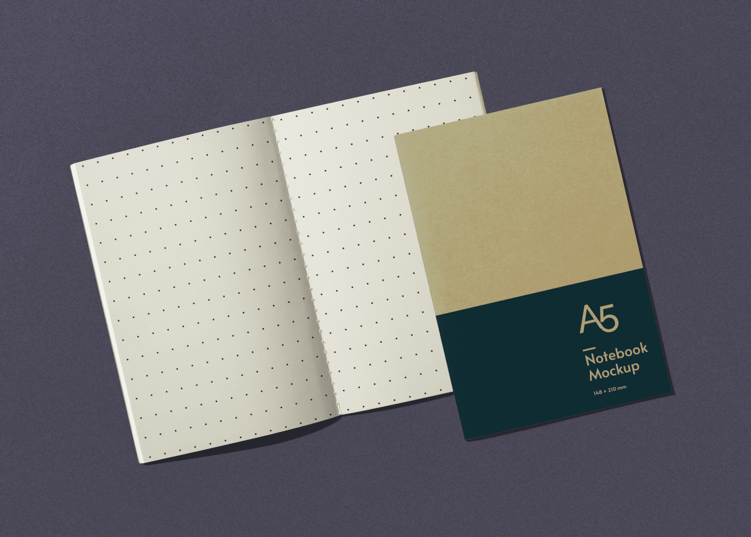 Kraft paper notebook psd mockups. A5 Notebook Mockup Scene
